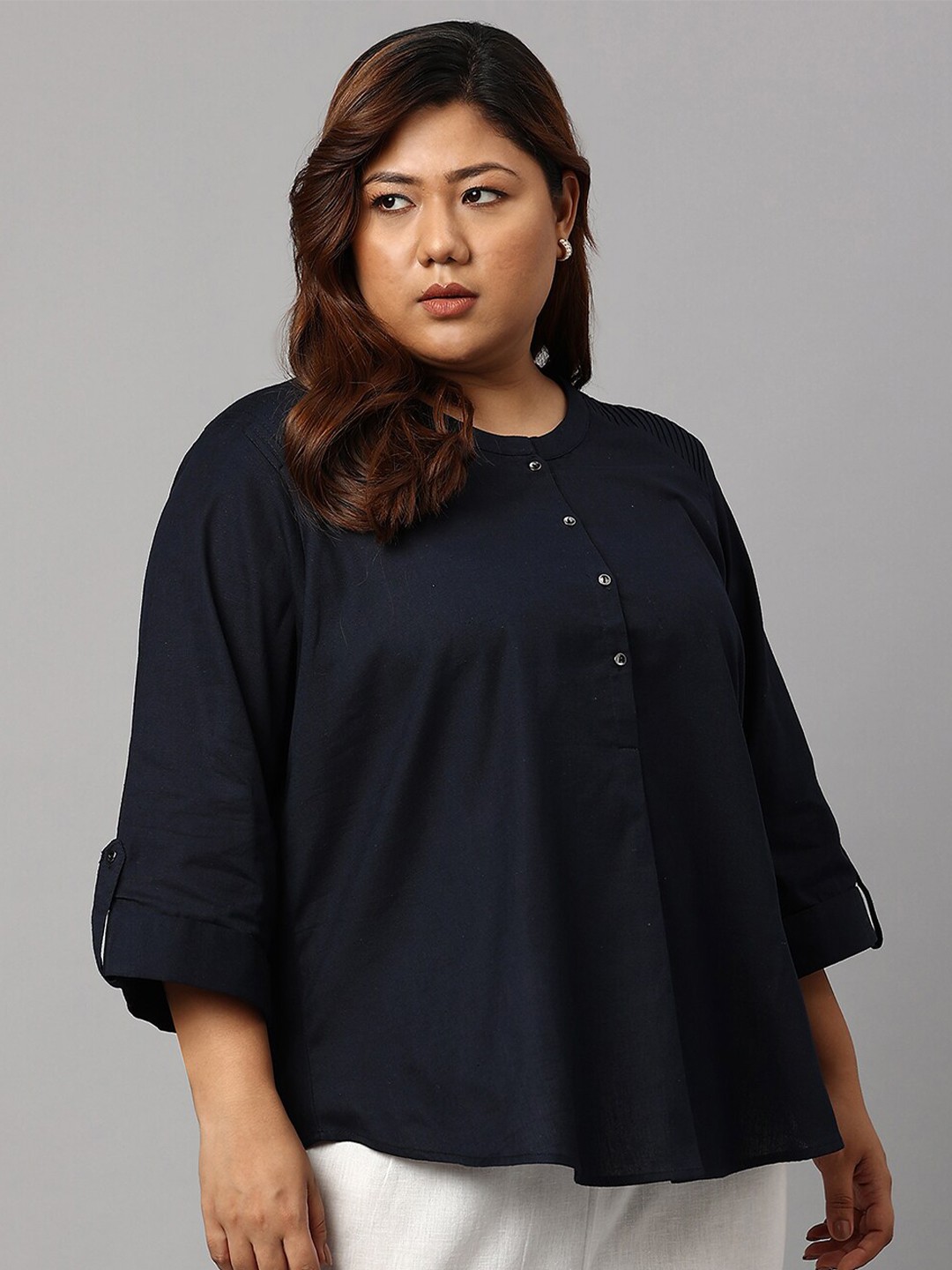 

W Woman Plus Size Solid Top, Blue