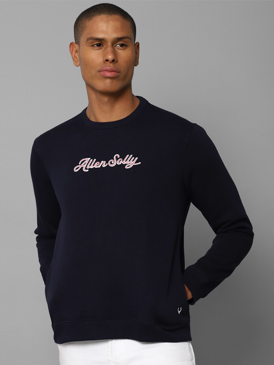 

Allen Solly Men Navy Blue Printed Sweatshirt