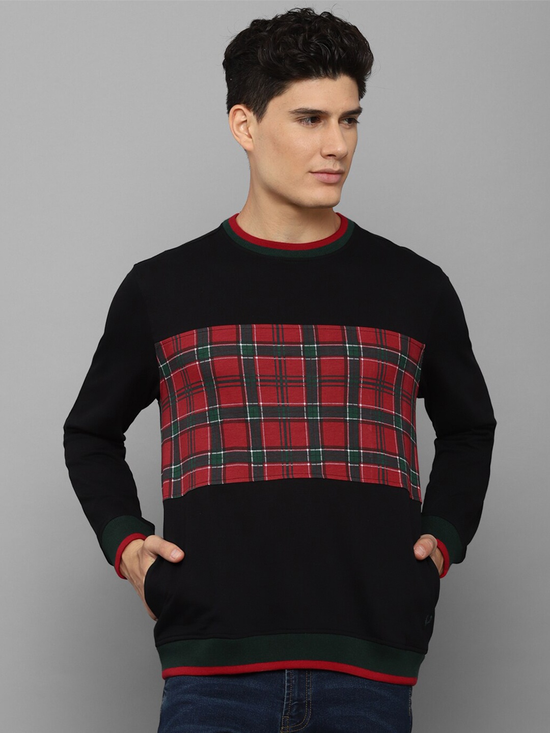 

Allen Solly Men Black Checked Sweatshirt