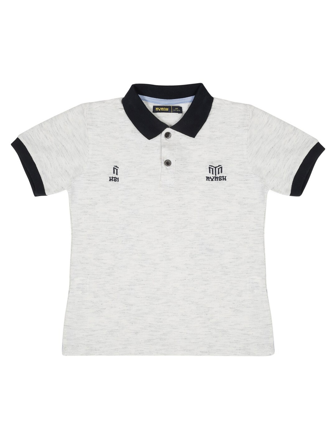 

NYNSH- PlusS Kids Boys Off White Cotton Polo Collar T-shirt
