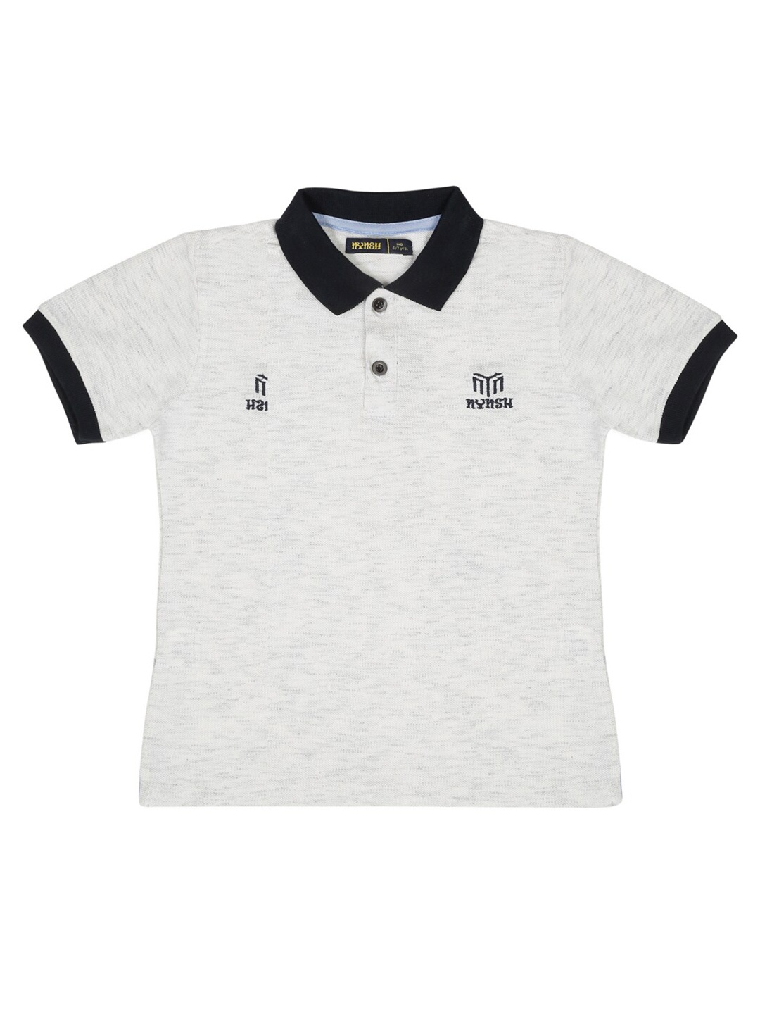 

NYNSH Boys Off White Polo Collar Cotton T-shirt