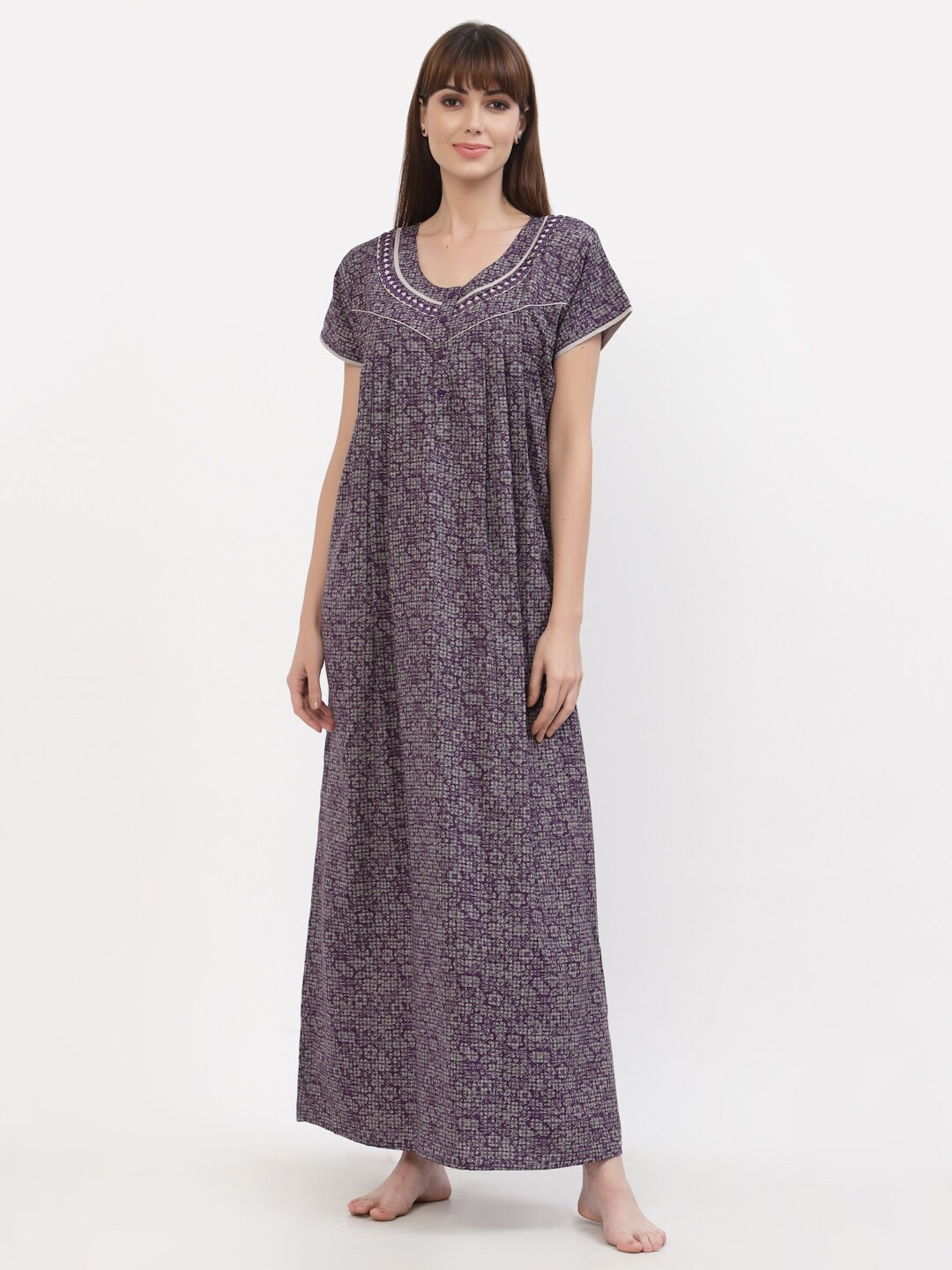

Sweet Dreams Purple Printed Maxi Nightdress