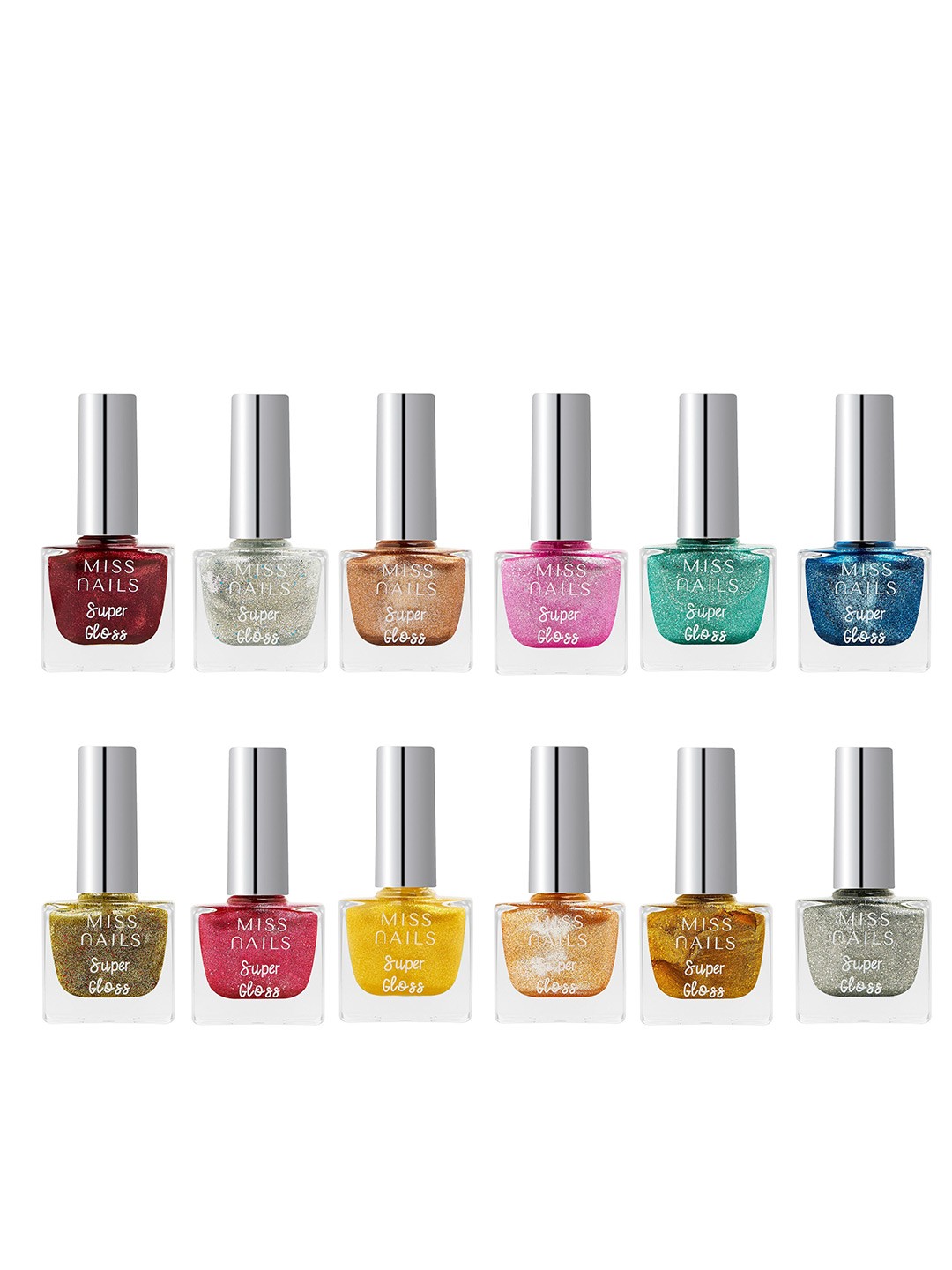 

MISS NAILS Set Of 12 Toxic Free Super Gloss, Multi