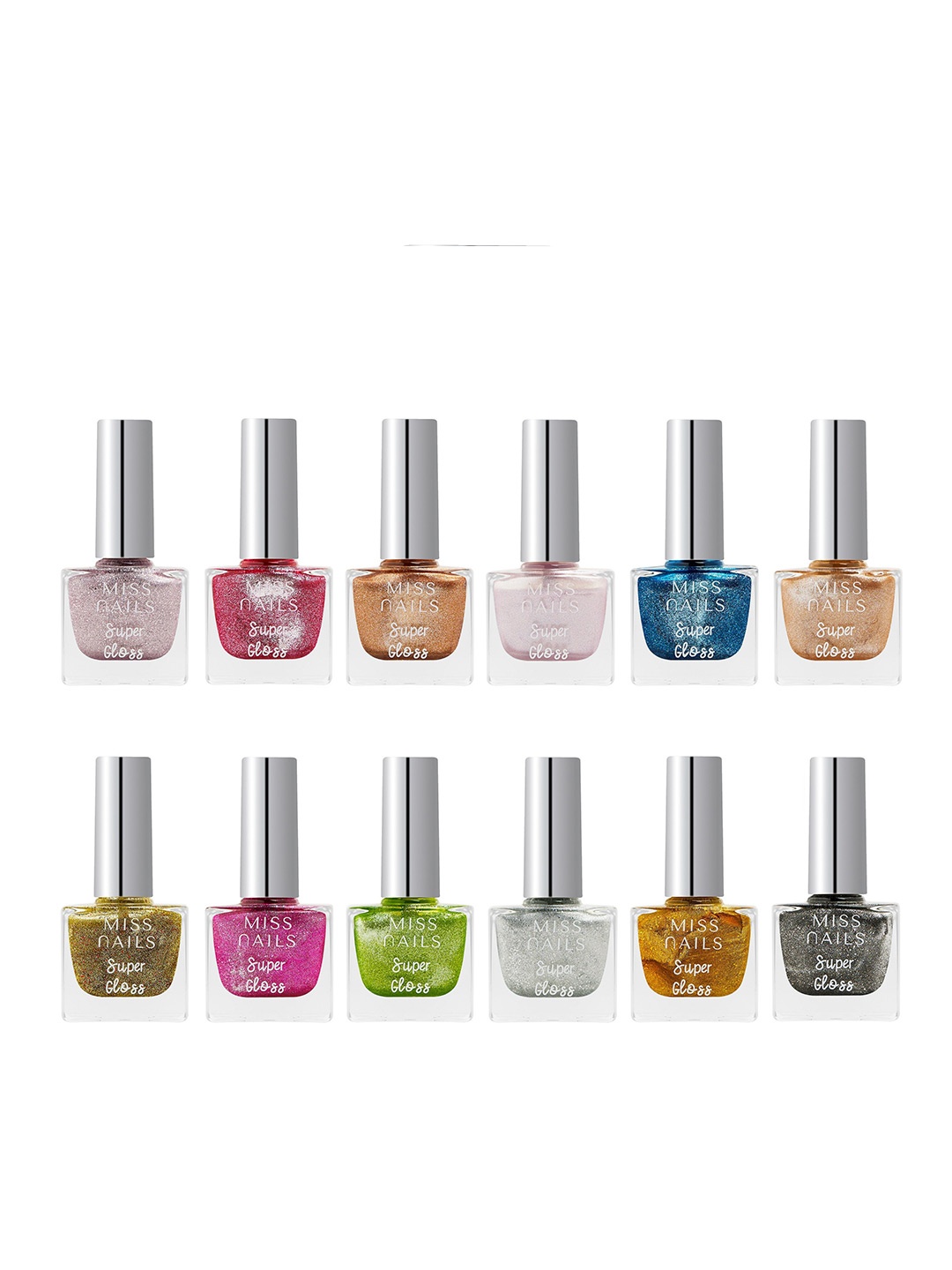 

MISS NAILS Set Of 12 Toxic Free Super Gloss Nail Polish, Multi