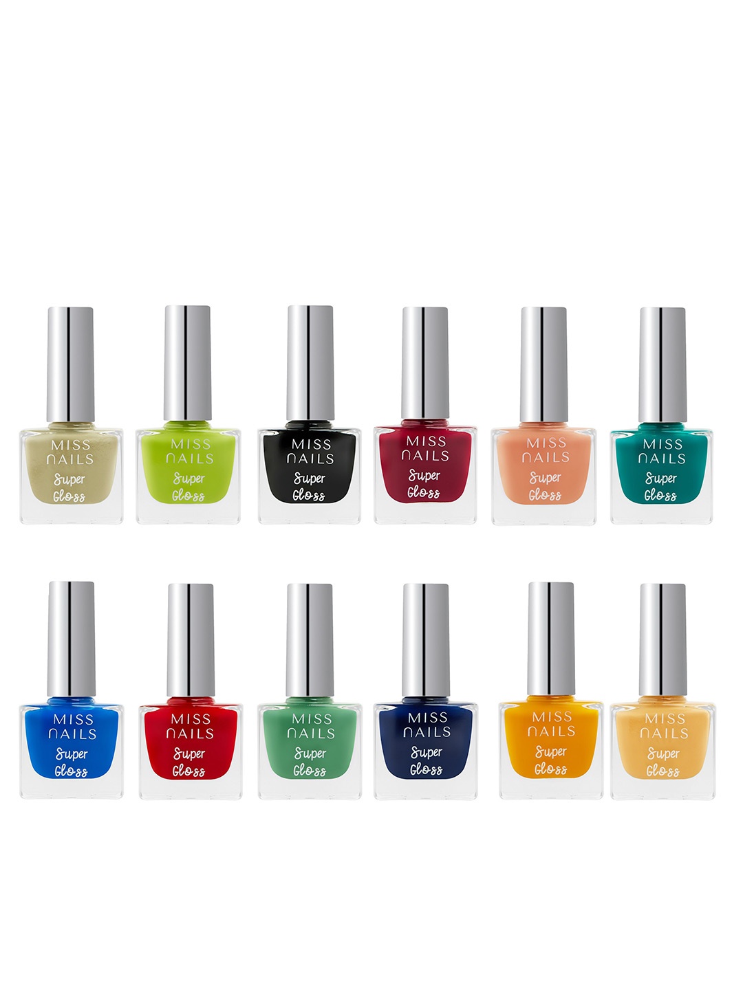 

MISS NAILS Set Of 12 Toxic Free Super Gloss Nail Polish, Multi