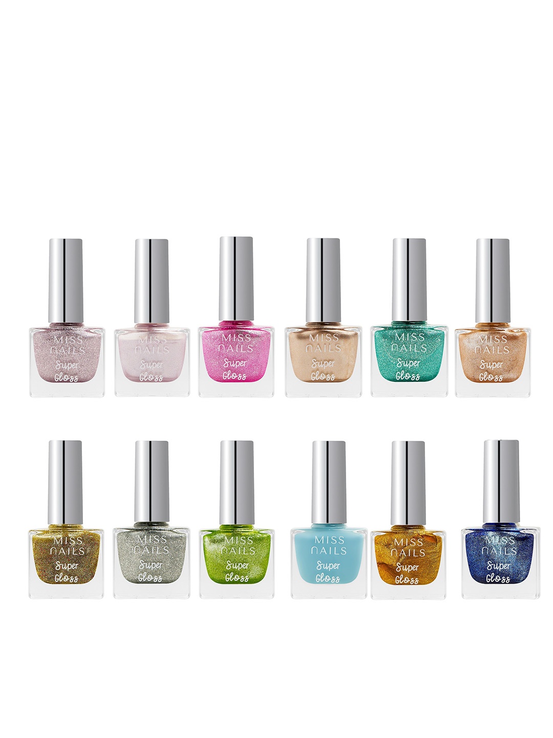 

MISS NAILS Set Of 12 Toxic Free Super Gloss Nail Polish, Multi