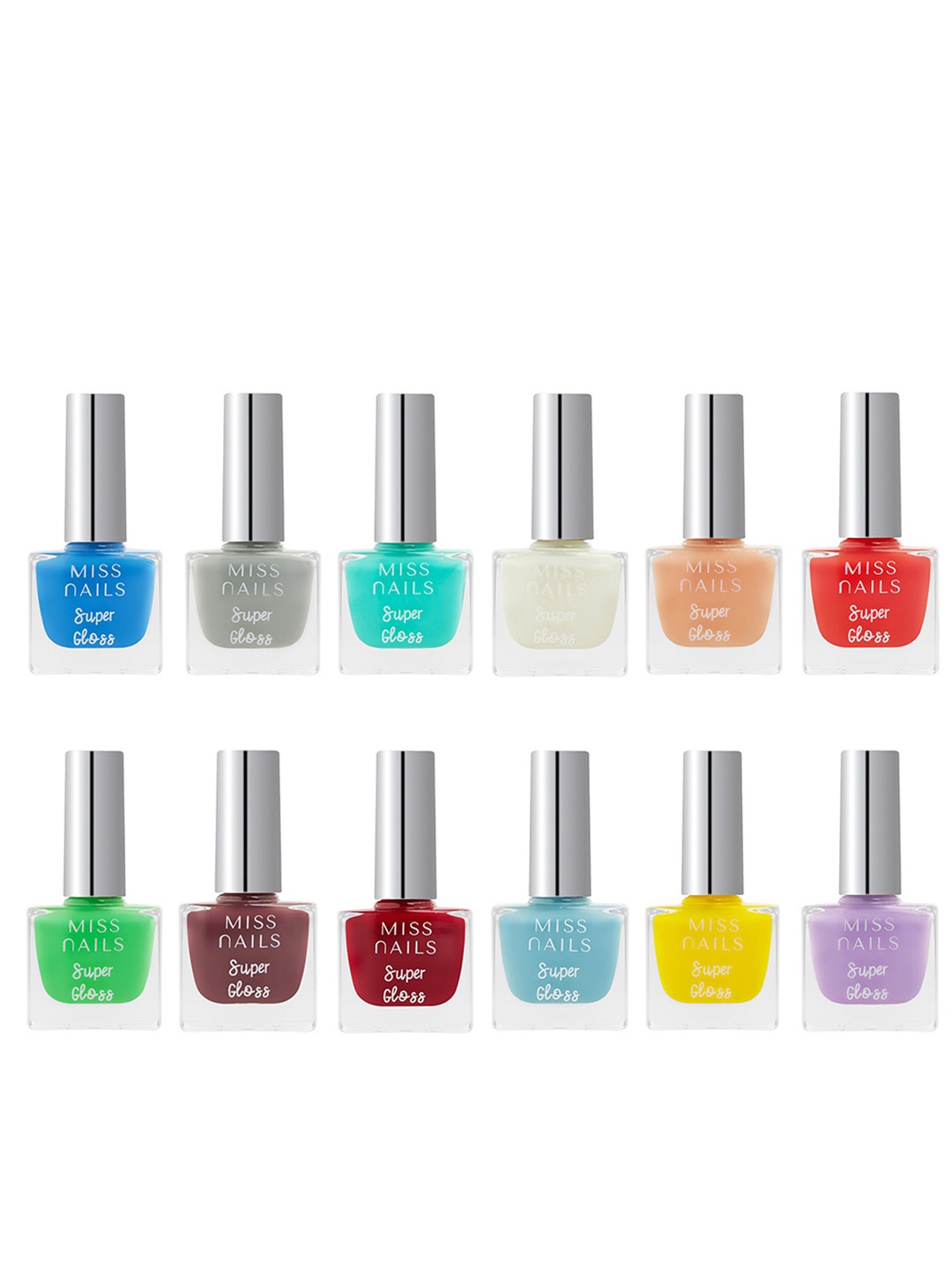 

MISS NAILS Set Of 12 Toxic Free Super Gloss Nail Polish, Multi