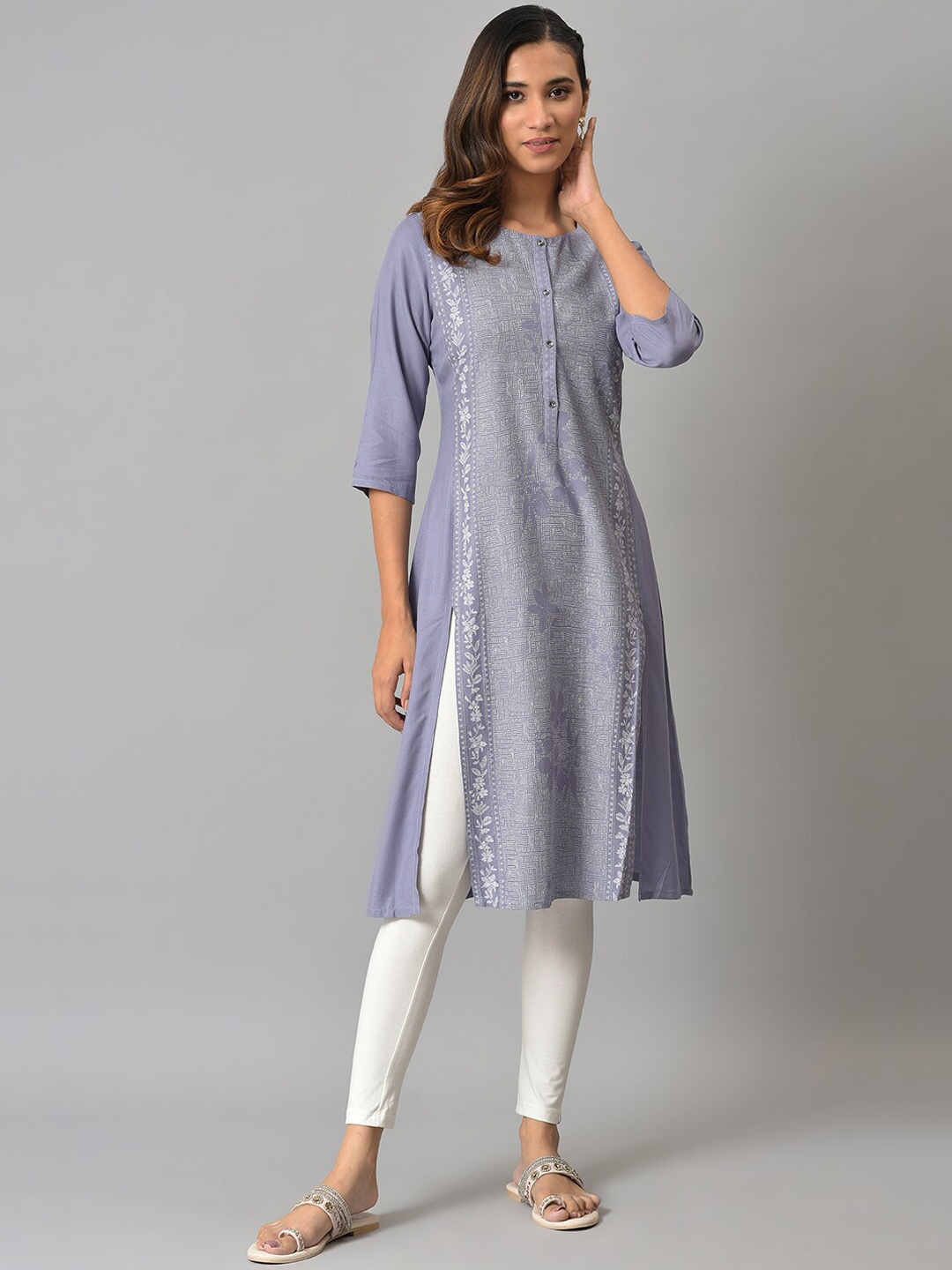 

W Women Lavender Ethnic Motifs Printed Kurta