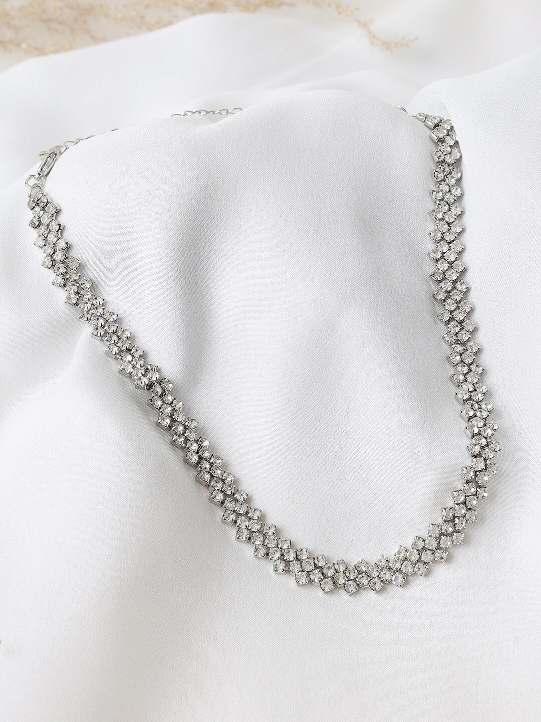 

Kazo Silver-Toned & White Silver-Plated Necklace