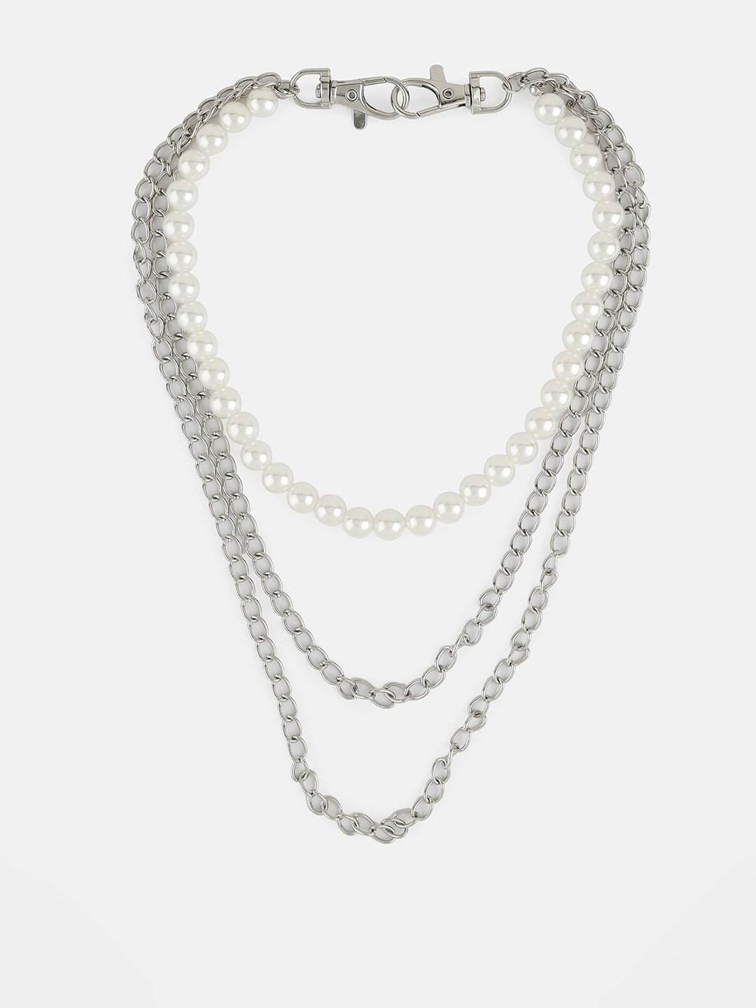 

Kazo Silver-Toned & White Silver-Plated Chain