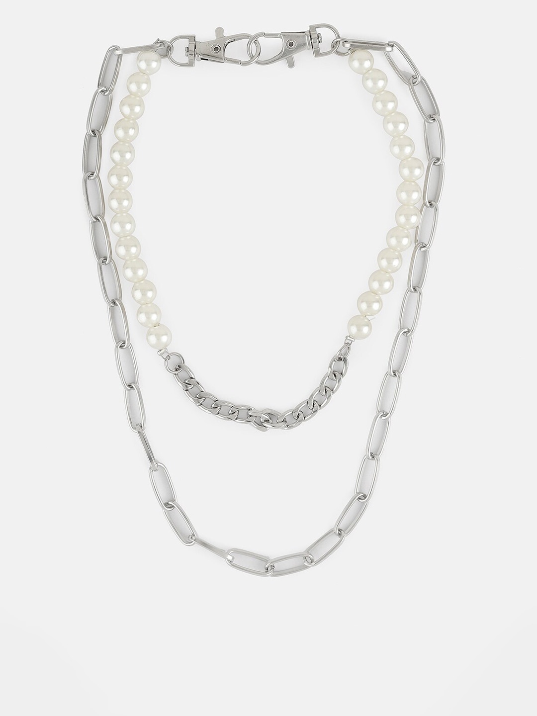 

Kazo Women Silver-Plated & White Pearl Jeans Chain
