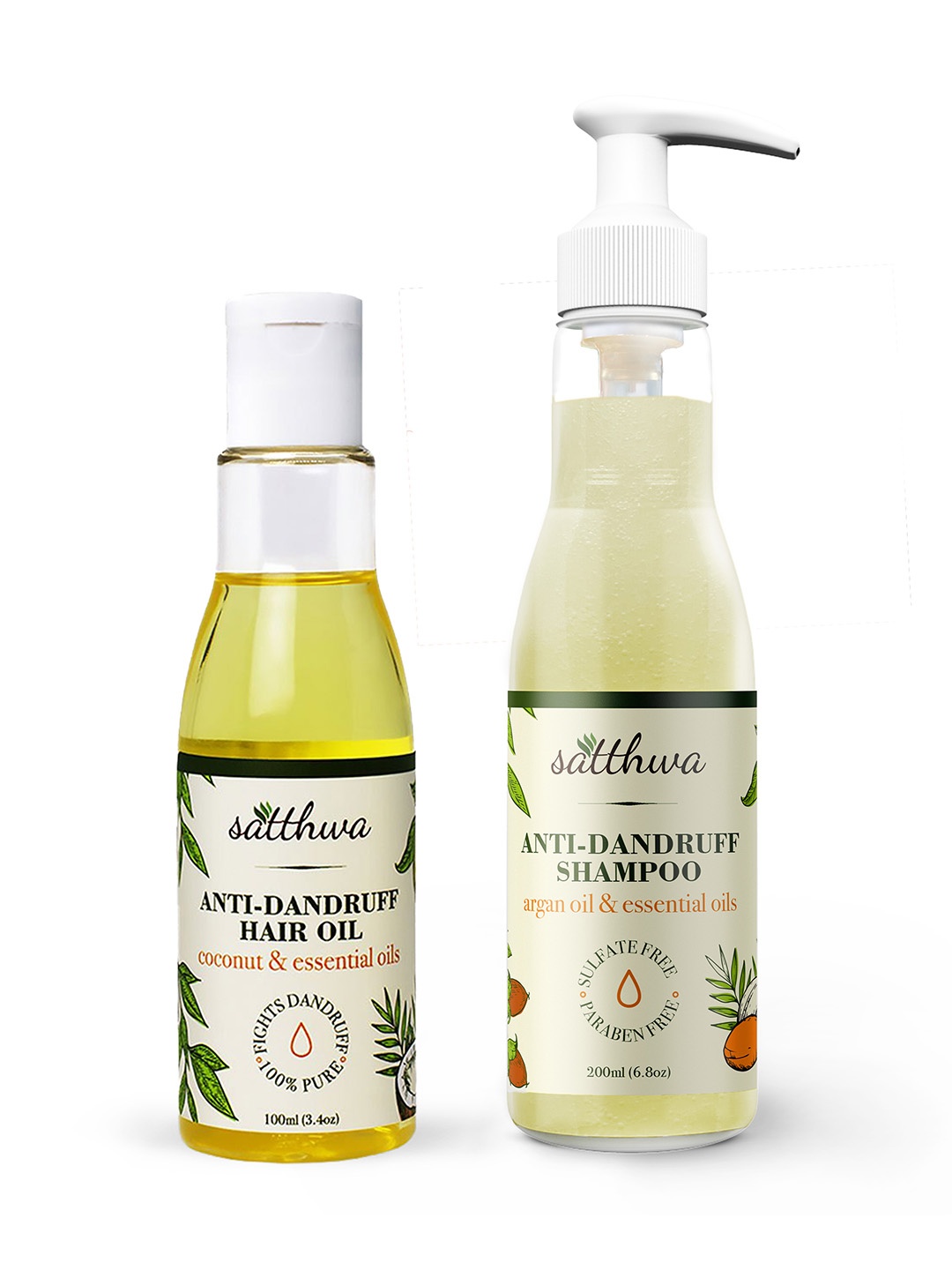 

Satthwa Pack of 2 Anti Dandruff Hair Oil Plus Anti Dandruff Shampoo, Yellow