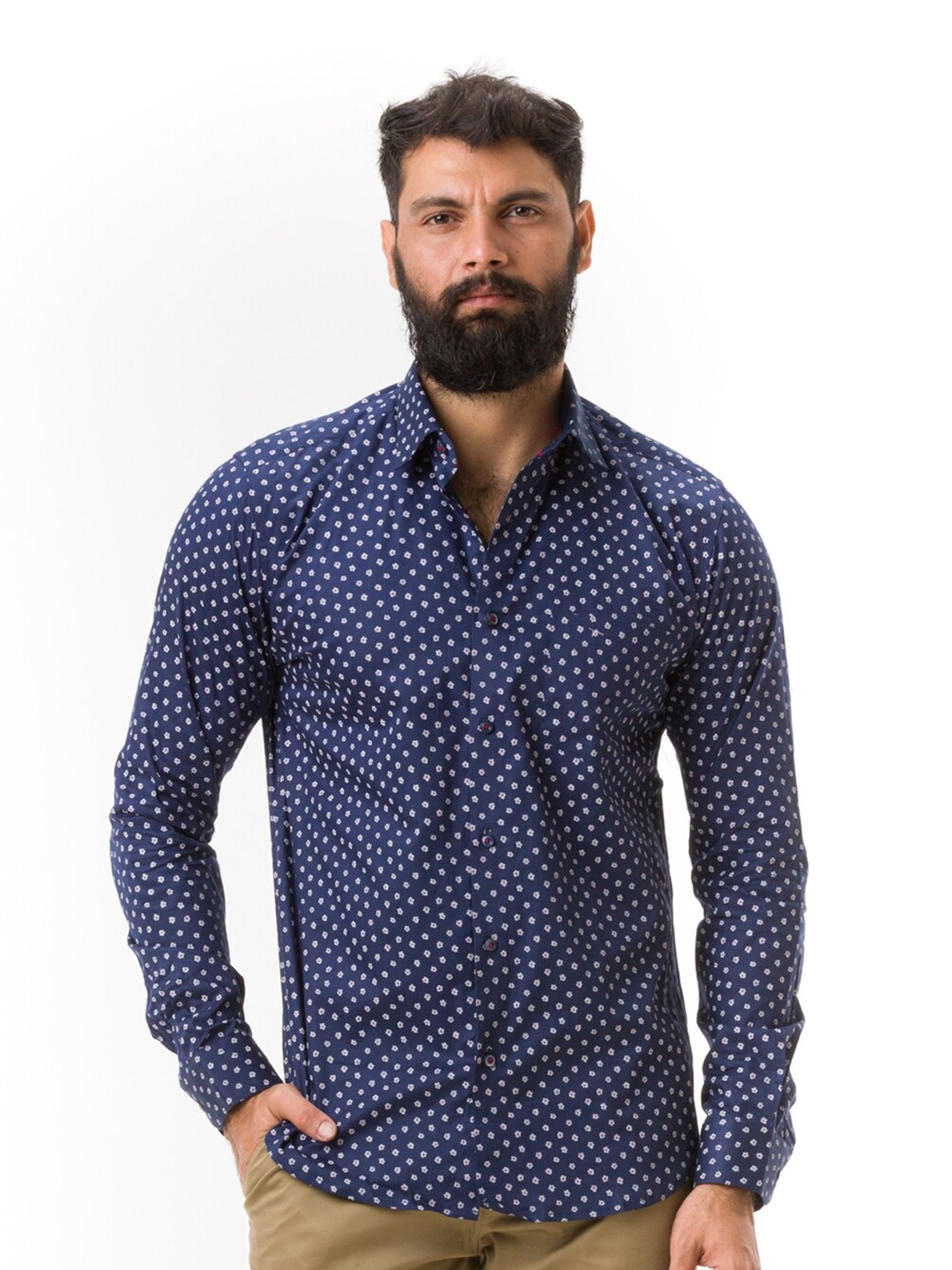 

Hoffmen Men Blue Comfort Slim Fit Printed Casual Shirt
