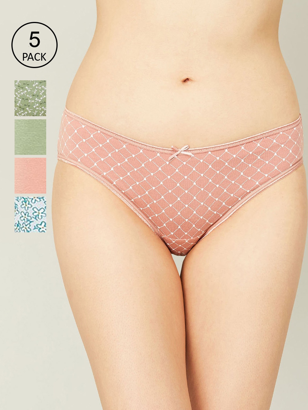 

Ginger by Lifestyle Women Pack Of 5 Assorted Bikini Anti-bacterial Briefs