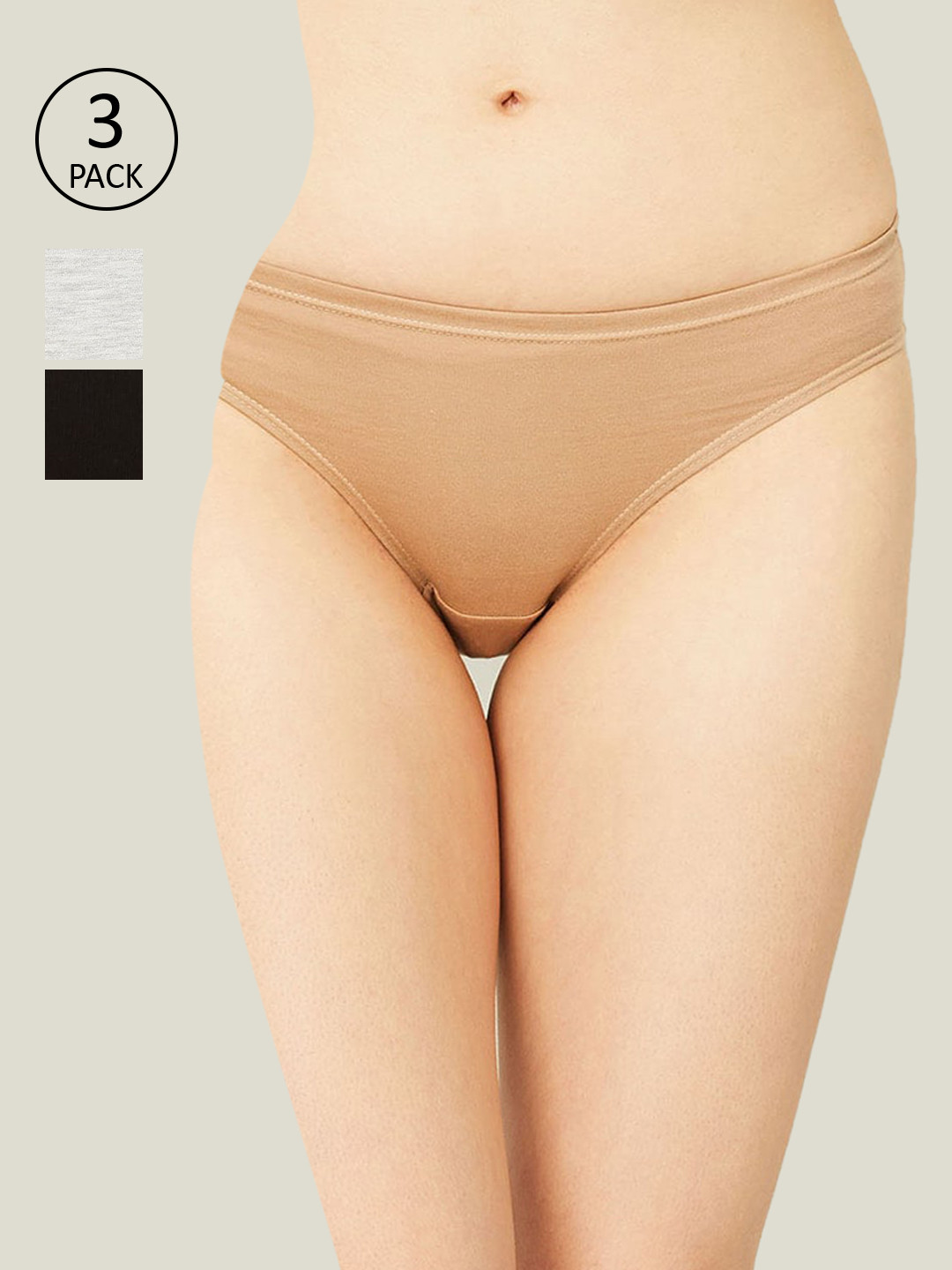 

Ginger by Lifestyle Women Pack of 3 Anti-Bacterial Bikini Briefs, Beige