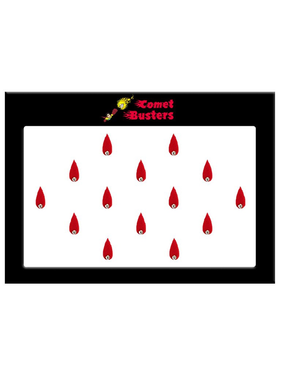 

Comet Busters 14 Pcs Embellished Reusable Designer Bindis - Red