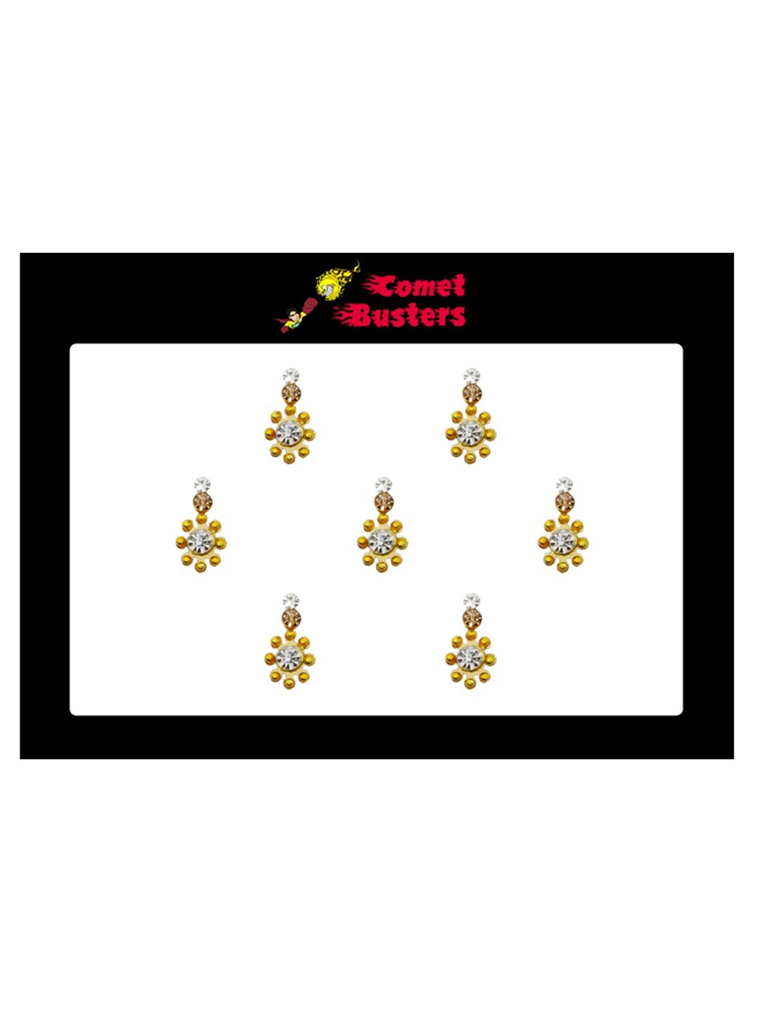 

Comet Busters 7 Pcs Embellished Reusable Designer Bindis - Gold-Toned