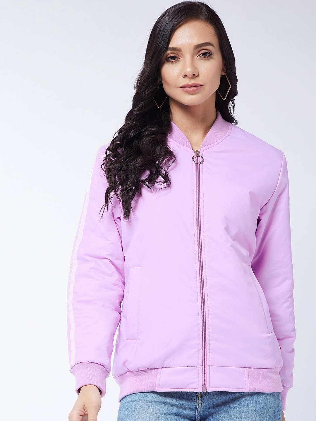 

Modeve Women Purple Lightweight Bomber Jacket