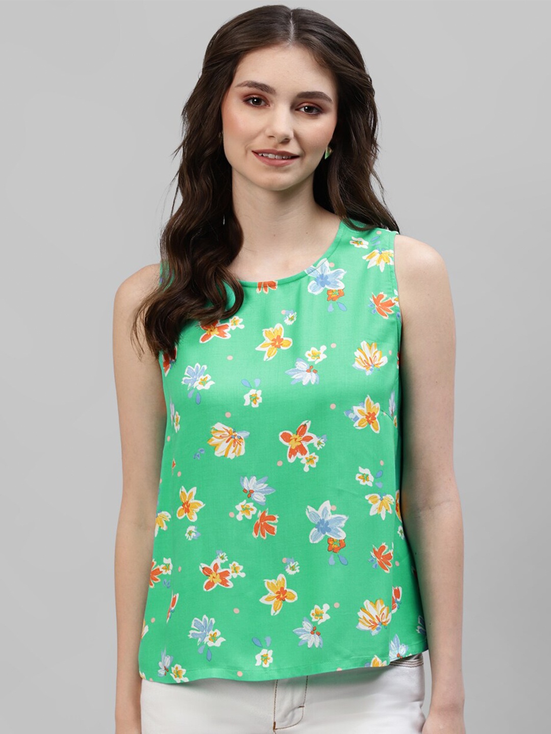 

DEEBACO Women Green Floral Printed Top