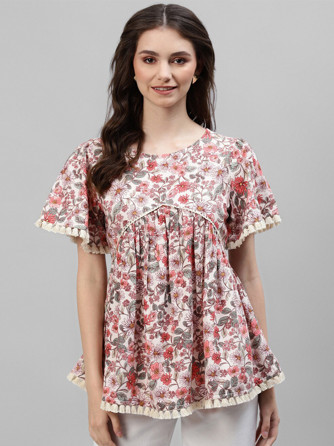 

DEEBACO Multicoloured Floral Print Empire Top, Multi