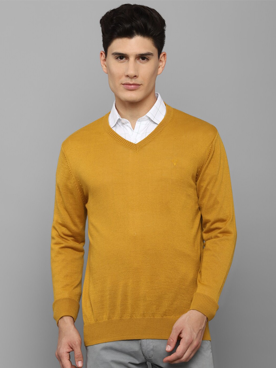 

Allen Solly Men Yellow Ribbed Pullover