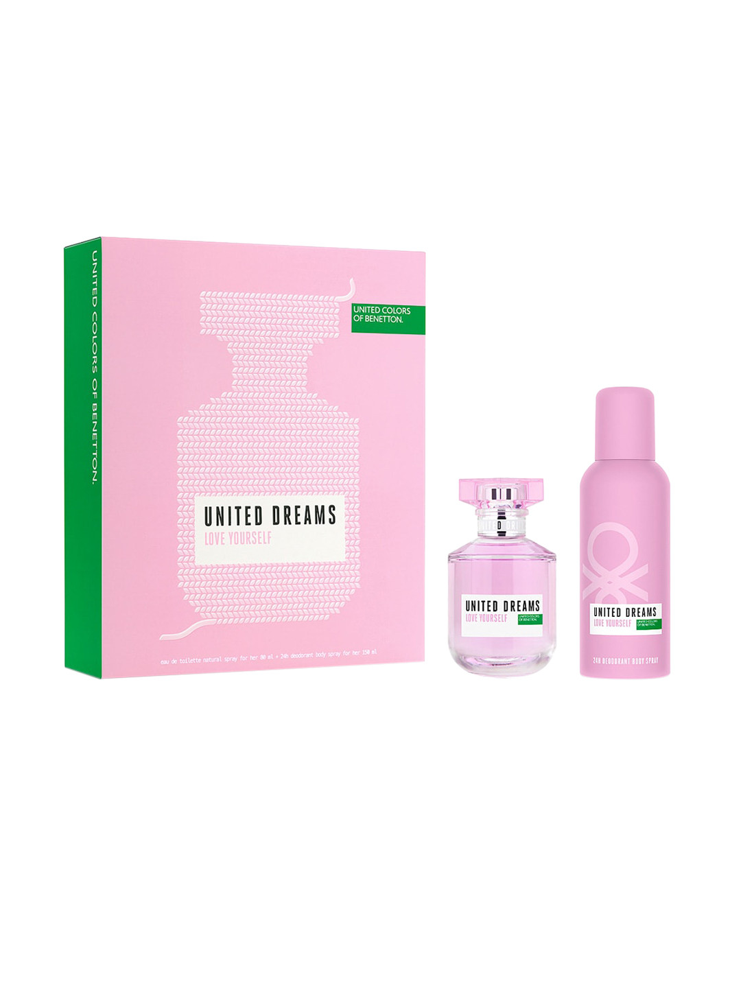 

United Colors of Benetton United Dreams Love Yourself Eau de Toilette 80ml with Deodorant Spray 150ml, Transparent