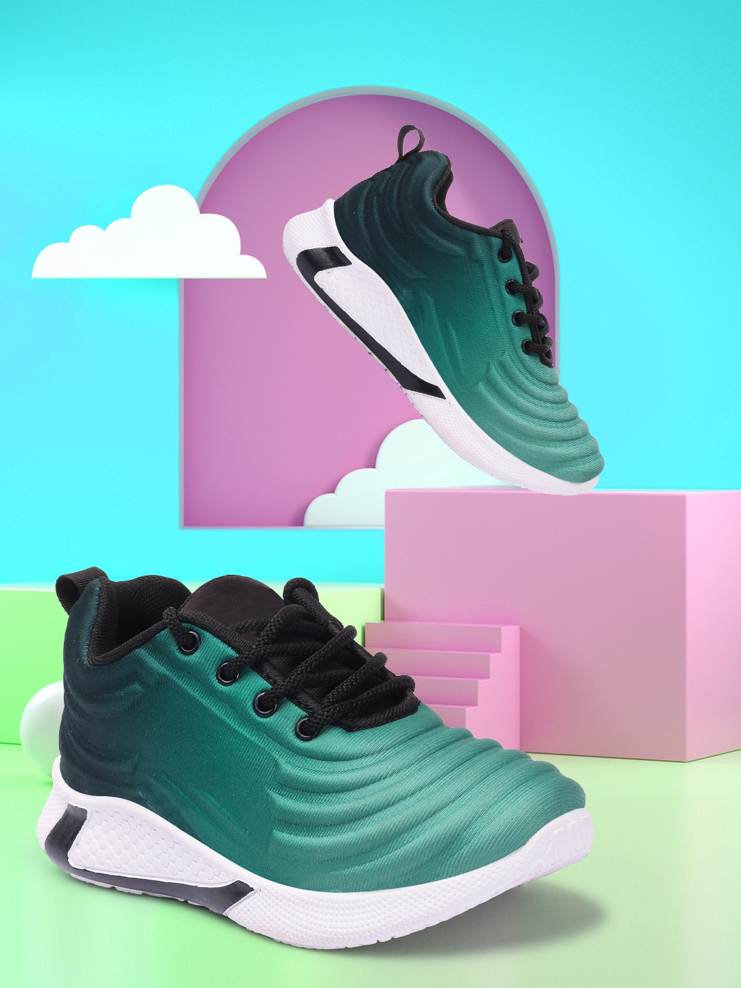 

YK Boys Green Lace-ups Sneakers