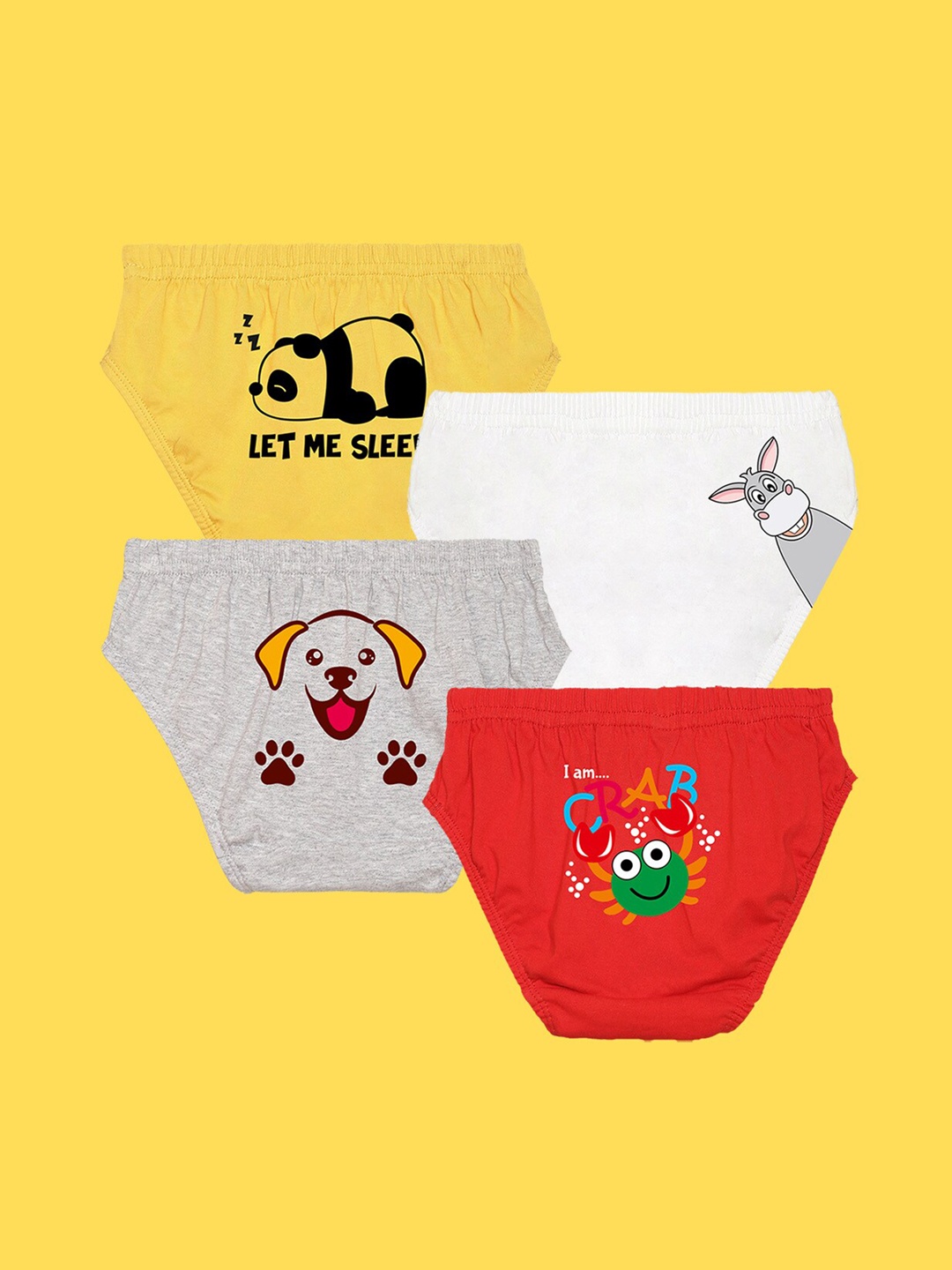 

NUSYL Boys Pack Of 4 Printed Cotton Anti-bacterial Basic Brief, Grey
