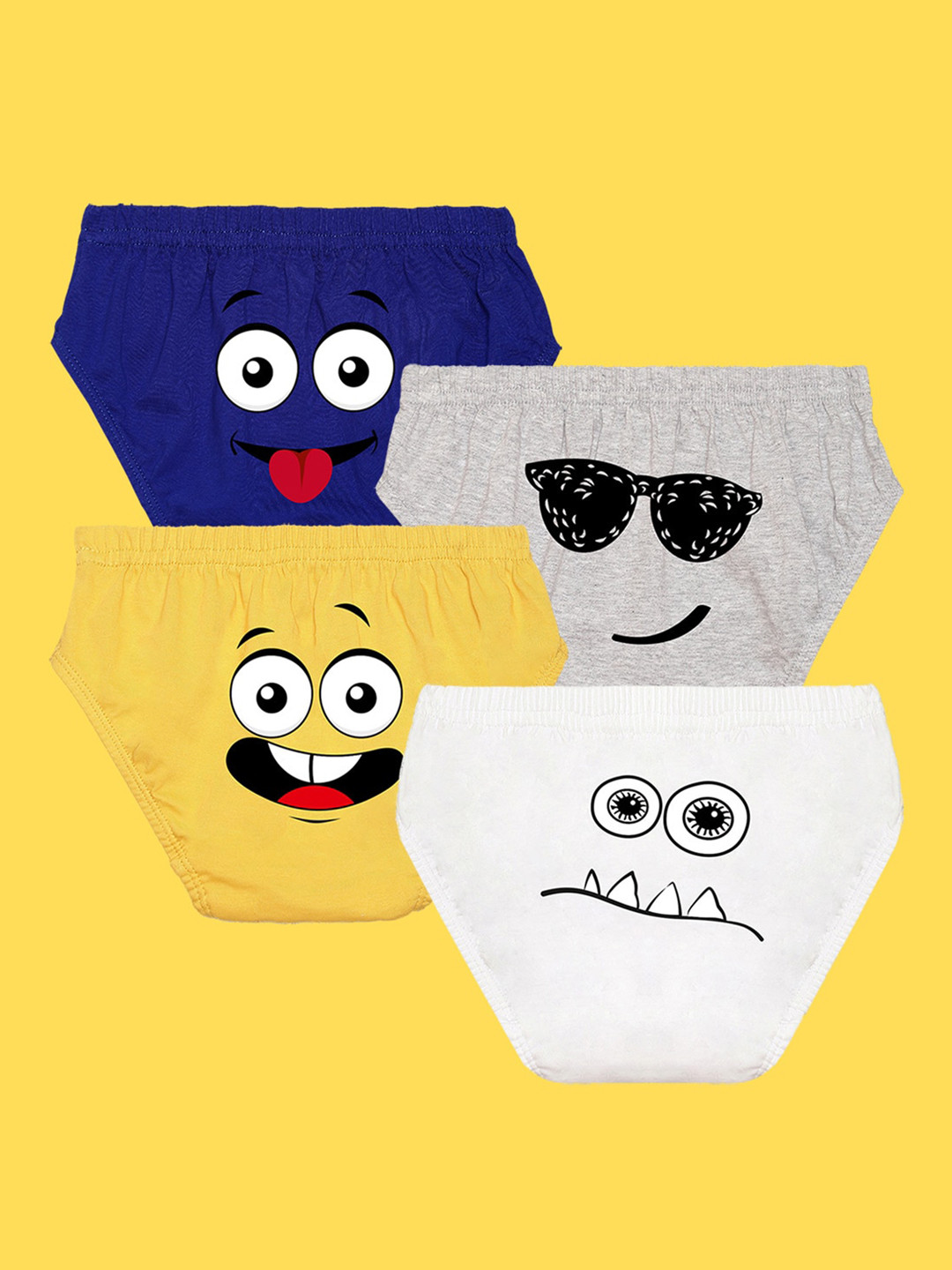 

NUSYL Boys Pack of 4 Printed Anti-Bacterial Pure Cotton Basic Briefs, Grey