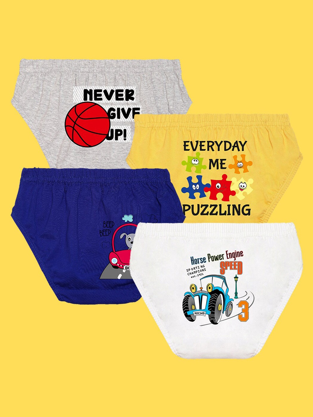 

NUSYL Boys Pack Of 4 Printed Cotton Basic Briefs NUBCBRFPO4.0031, Blue