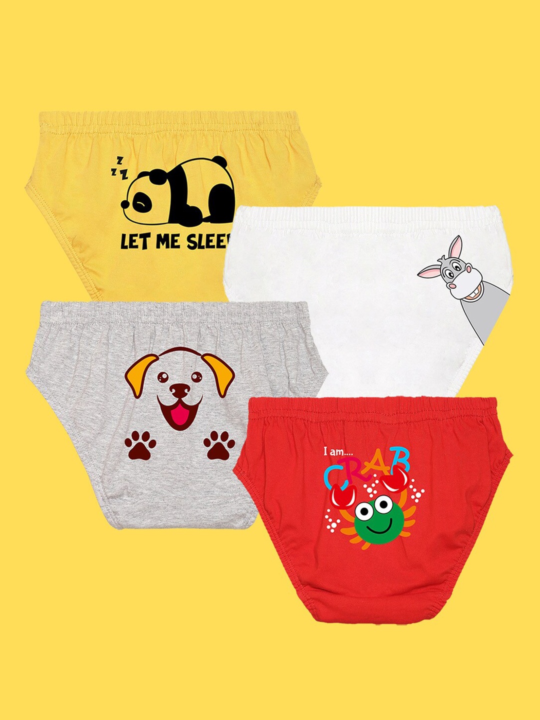 

NUSYL Boys Pack Of 4 Printed Pure Cotton Basic Briefs, Grey