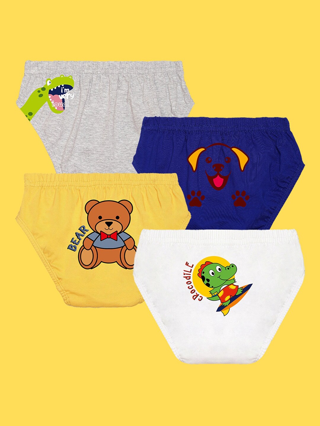 

NUSYL Boys Pack Of 4 Printed Pure Cotton Basic Briefs, Blue