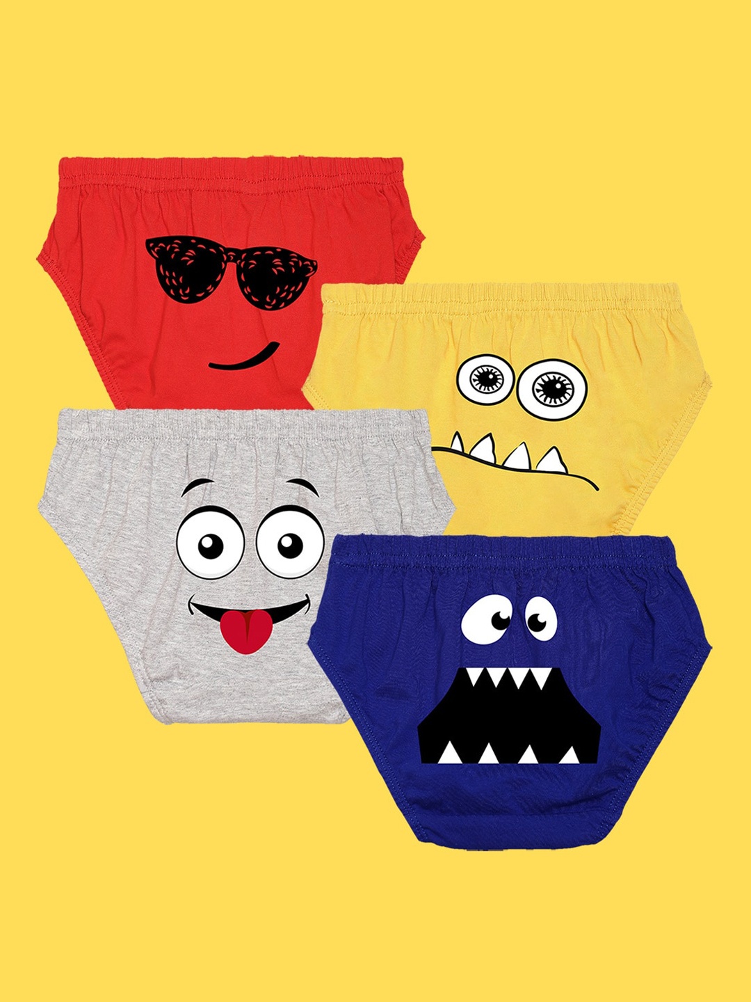 

NUSYL Boys Pack Of 4 Assorted Pure Cotton Anti-bacterial Basic Briefs
