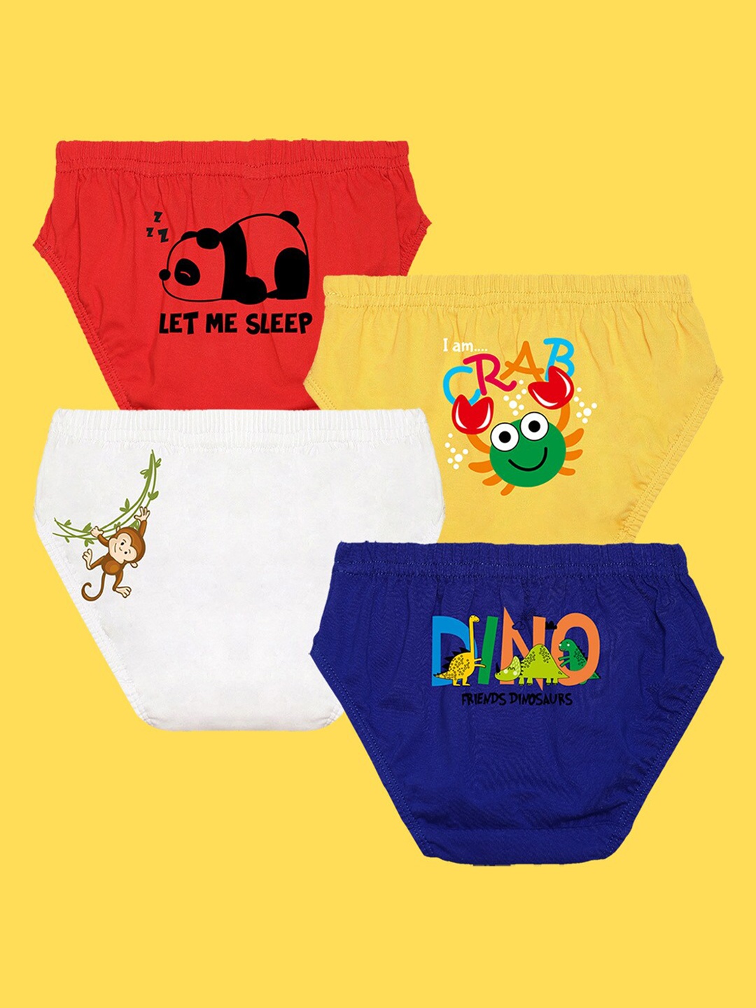 

NUSYL Boys Pack Of 4 Printed Cotton Basic Brief NUBCBRFPO4.0007, Red