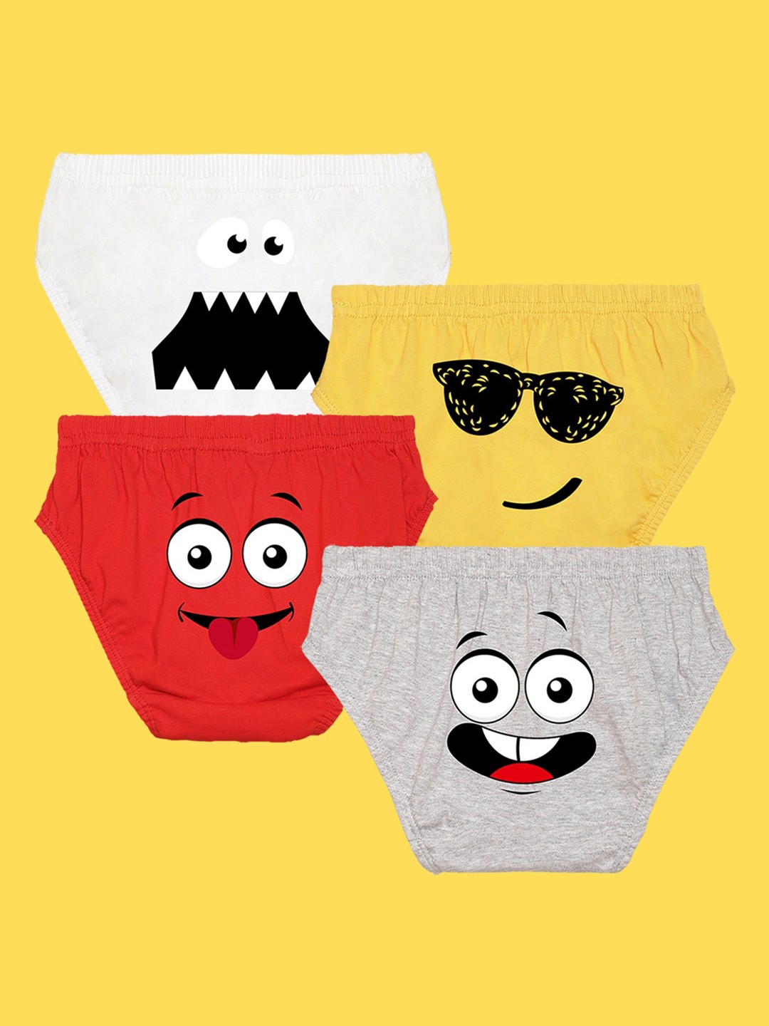 

NUSYL Boys Pack Of 4 Printed Cotton Basic Briefs NUBCBRFPO4.0020, Red