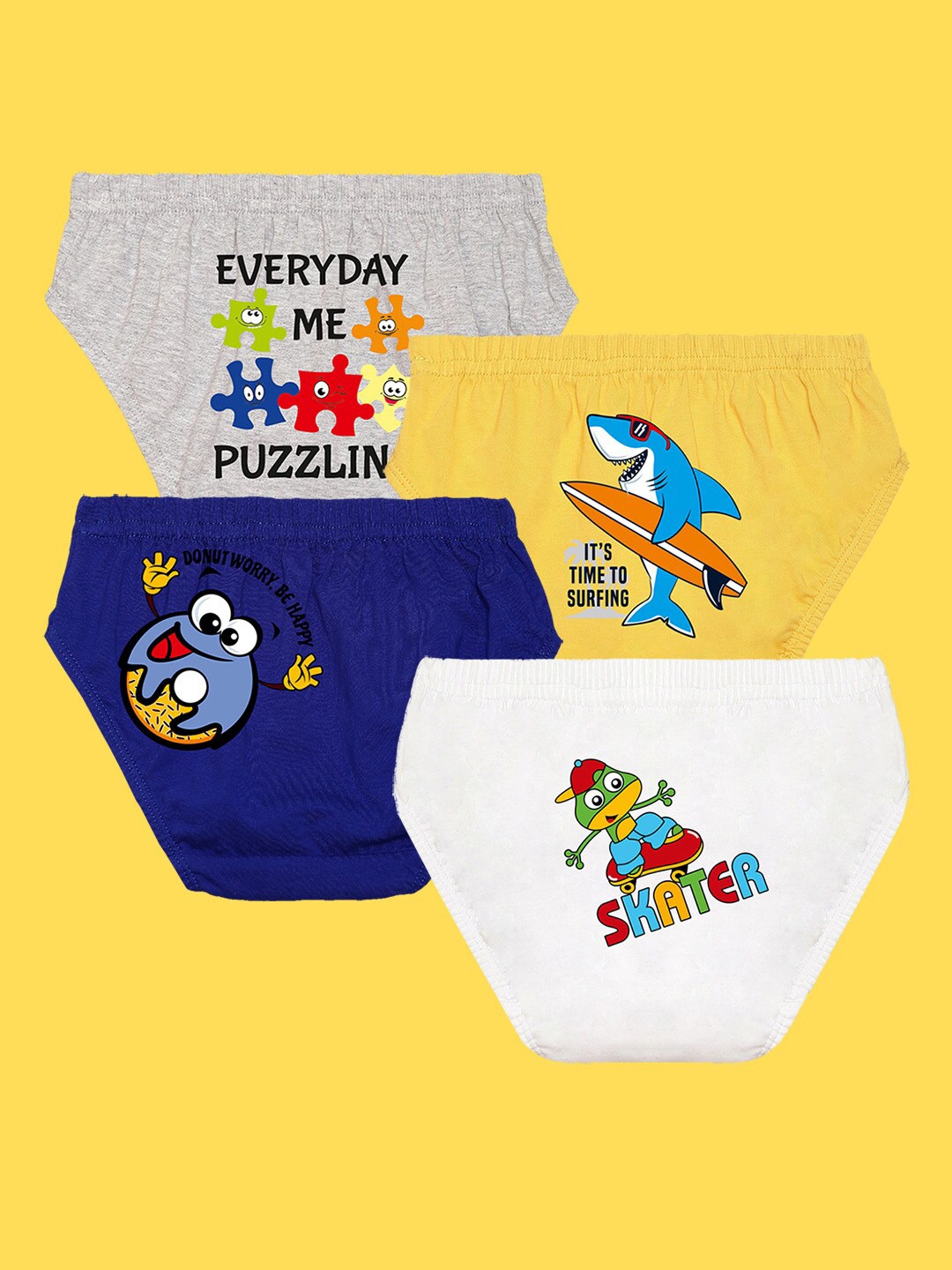 

NUSYL Boys Pack Of 4 Printed Cotton Basic Briefs, Blue