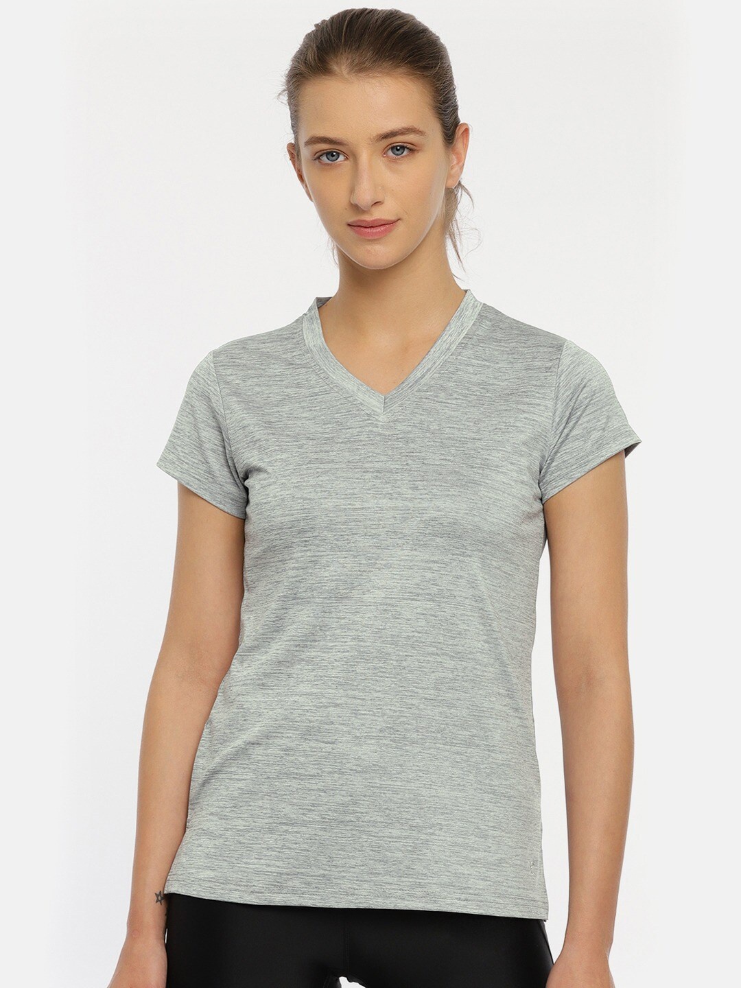 

Kanvin Women Grey Melange Solid Lounge T-shirts