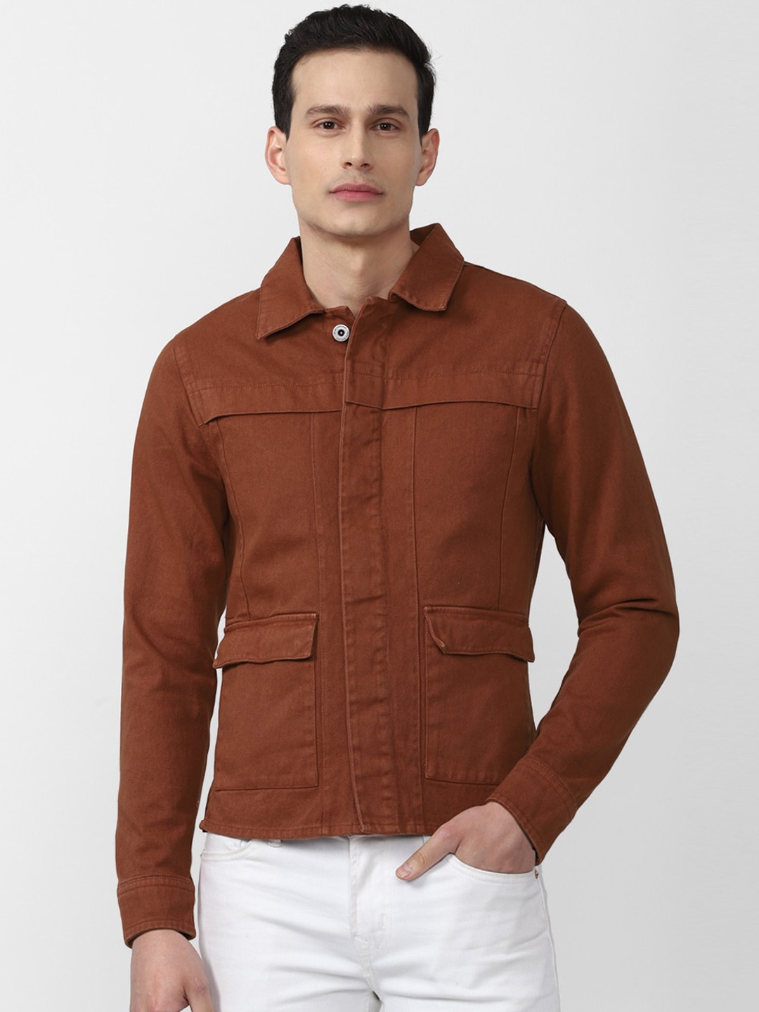 

Peter England Casuals Men Rust Solid Tailored Jacket