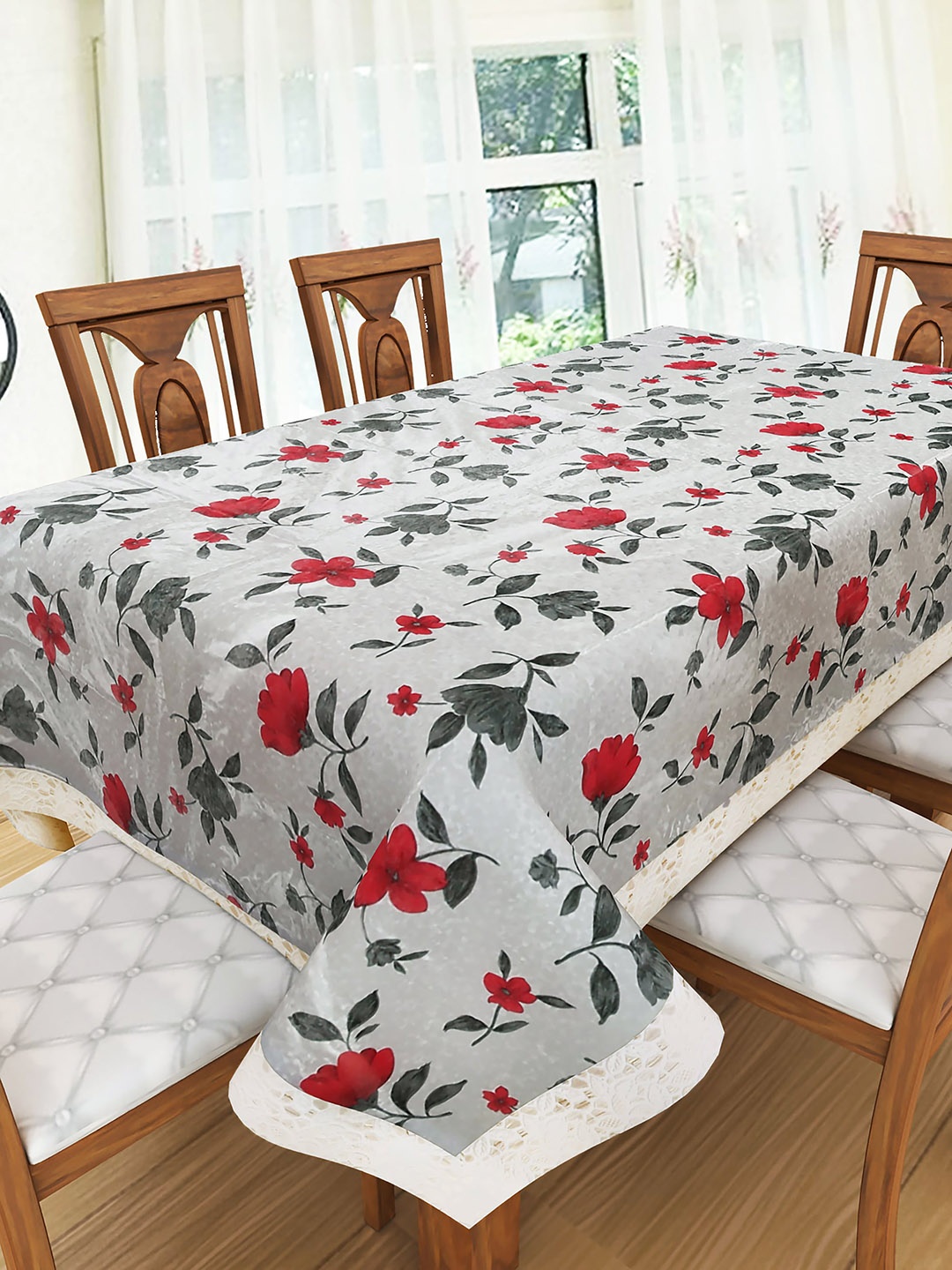 

Clasiko Red & Grey 6 seater Floral Table Covers