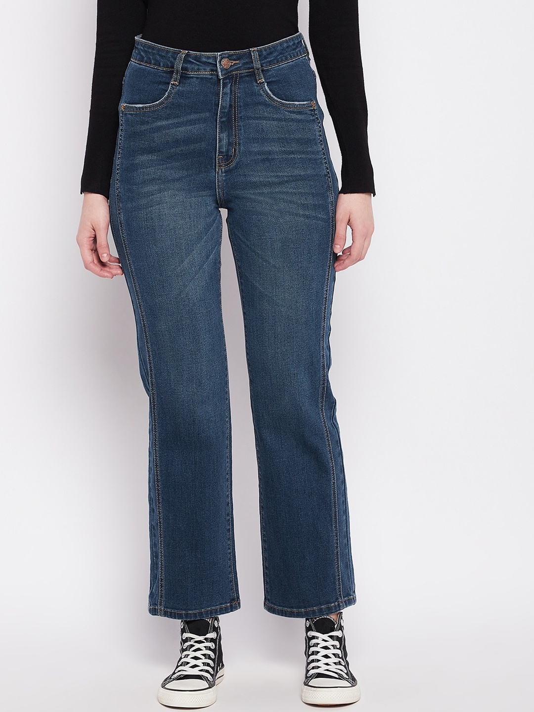 

Madame Women Navy Blue Light Fade Cotton Jeans