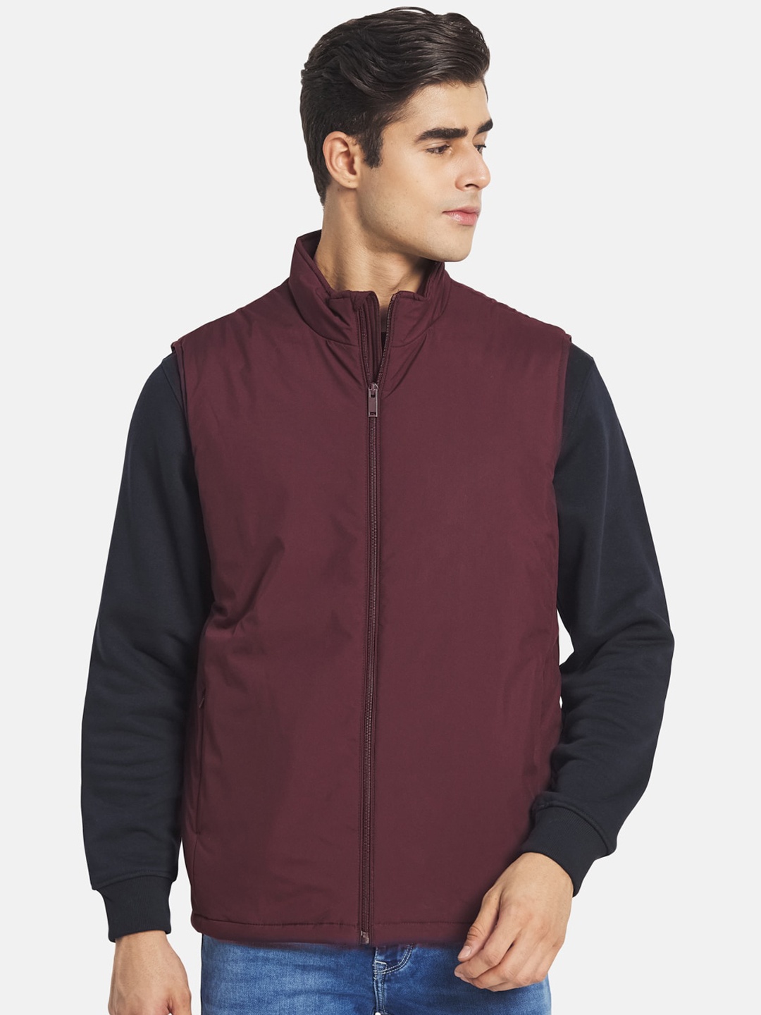 

METTLE Men Maroon Solid Bomber Jacket