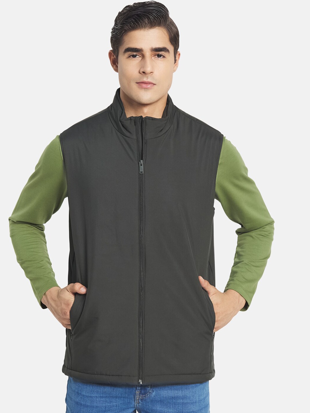 

METTLE Men Olive Green Tailored Jacket