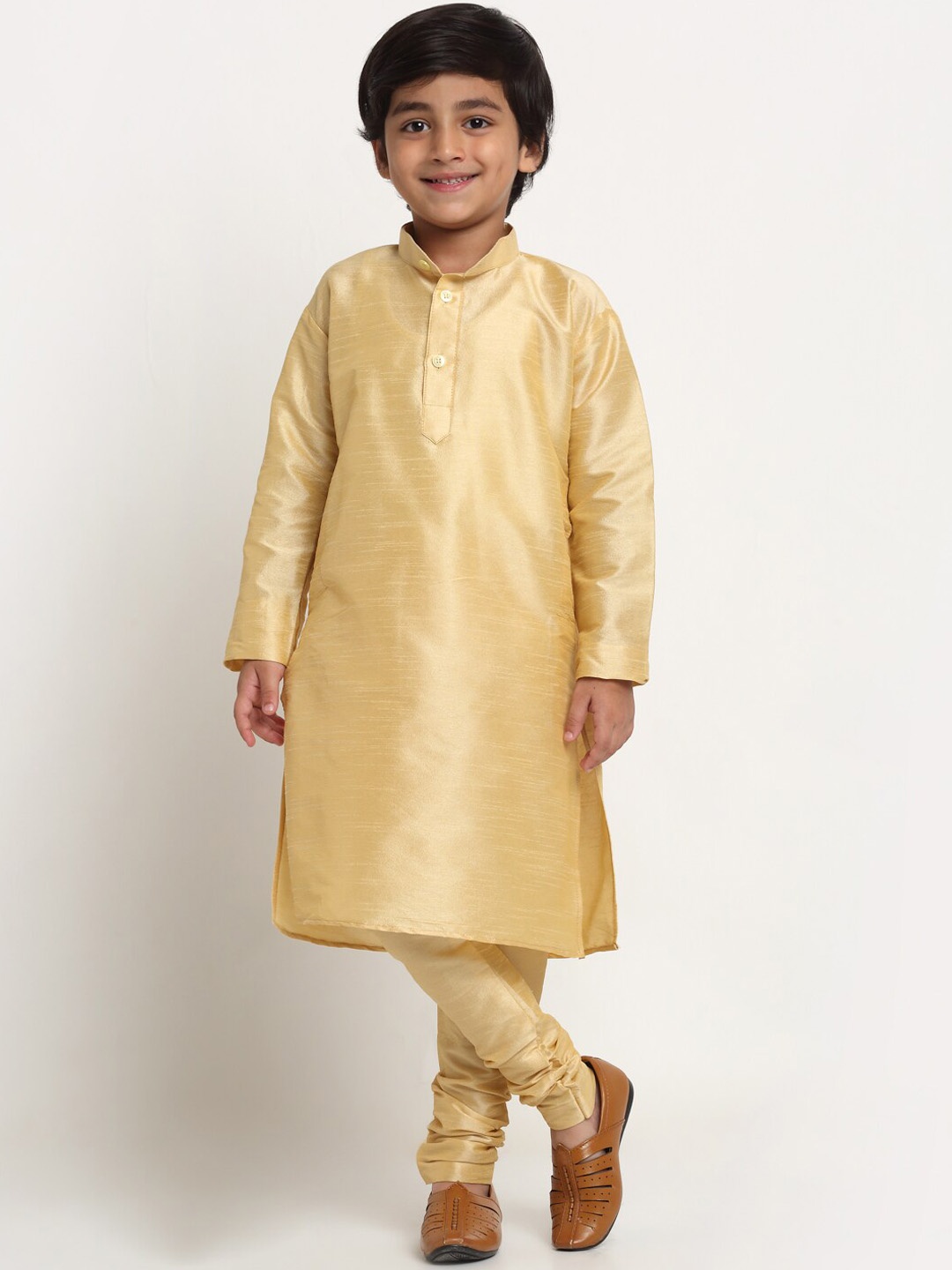 

Benstoke Boys Gold-Toned Kurta with Churidar