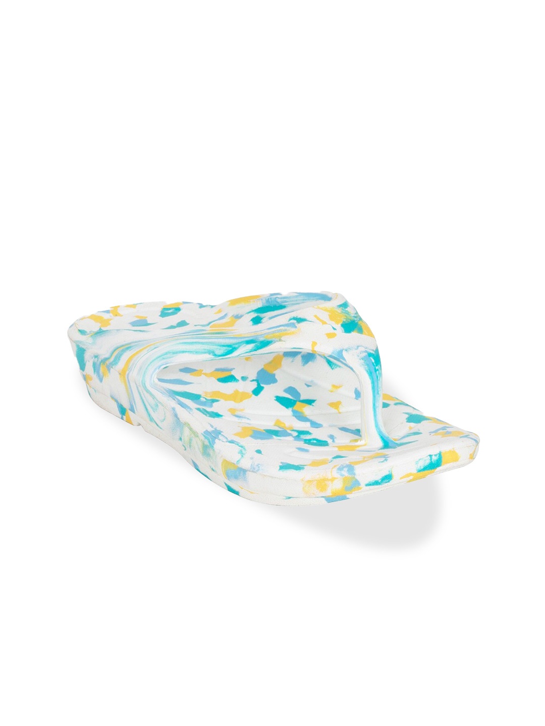 

Zyla Women White & Blue Printed Rubber Thong Flip-Flops