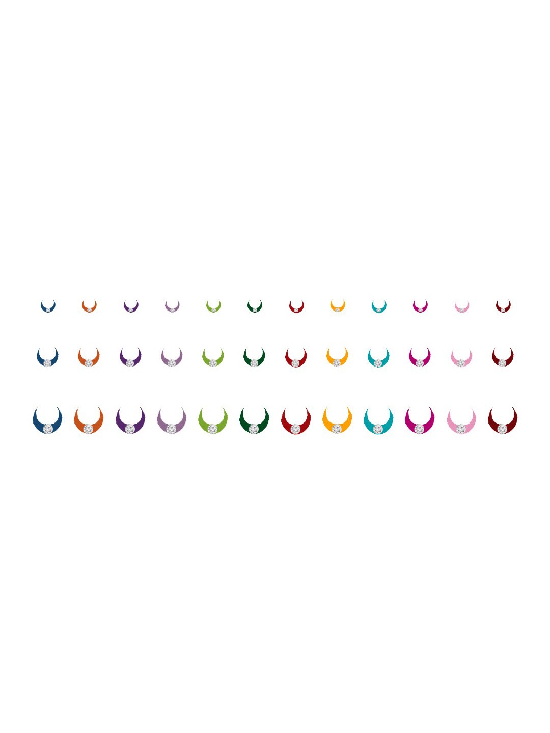 

Comet Busters 36 Pcs Embellished Reusable Crescent-Shaped Designer Bindis - Multicoloured, Multi