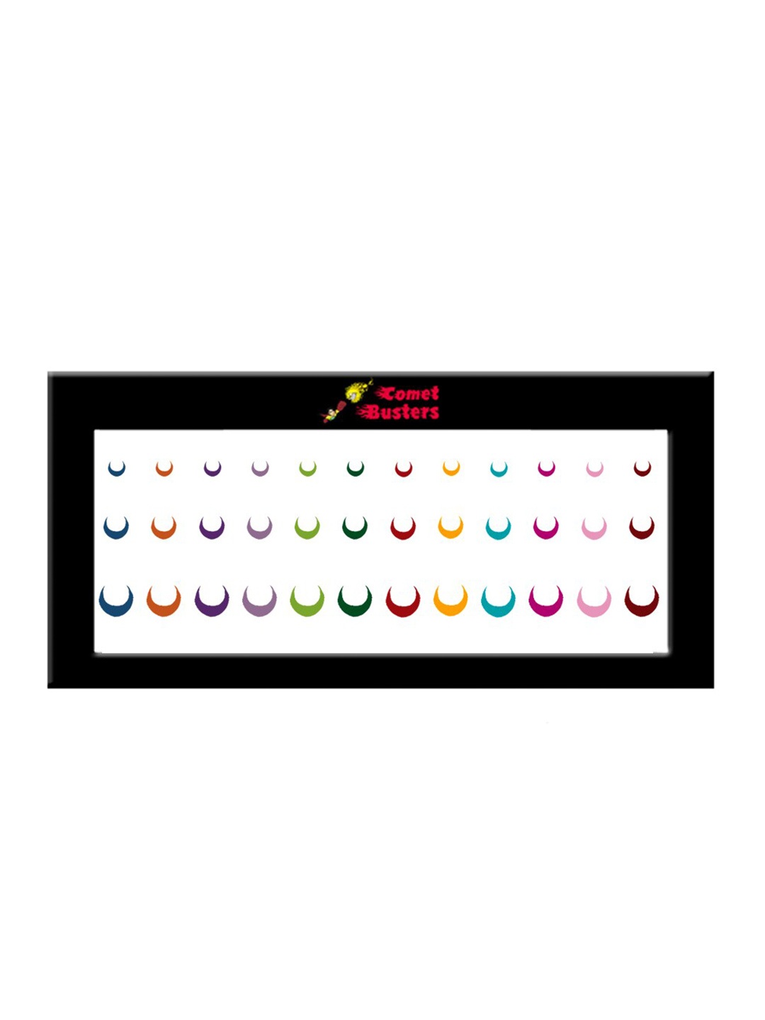 

Comet Busters 36 Pcs Reusable Crescent-Shaped Designer Bindis - Multicoloured, Multi