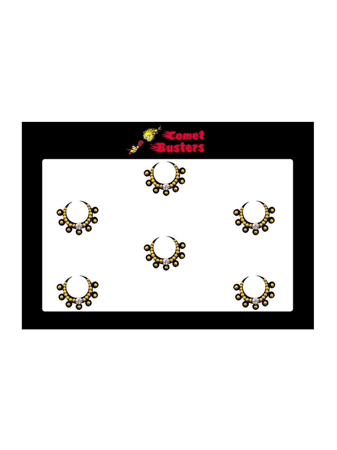 

Comet Busters 6 Pcs Embellished Reusable Designer Bindis - Gold-Toned