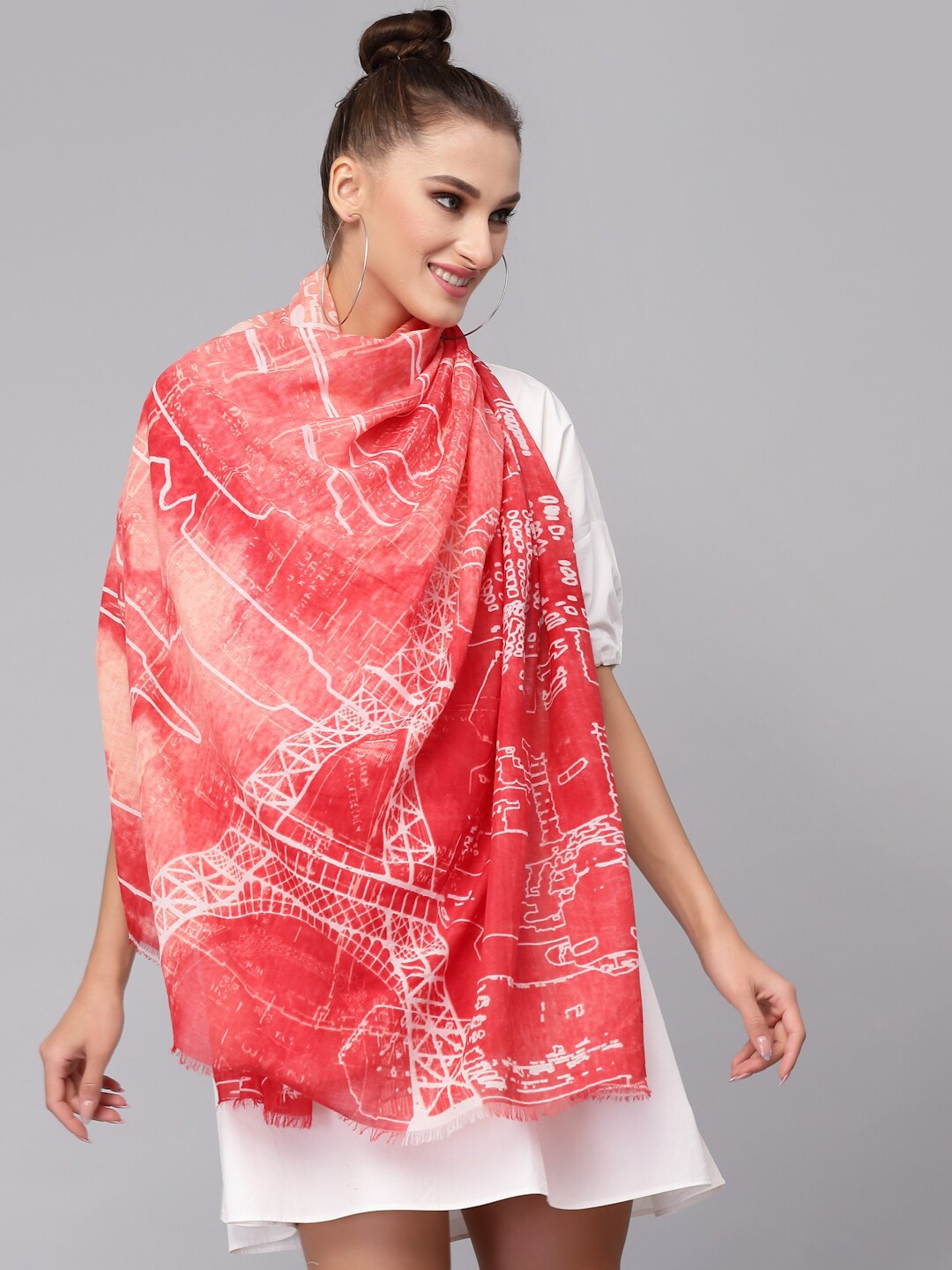 

J Style Women Red & White Printed Stole