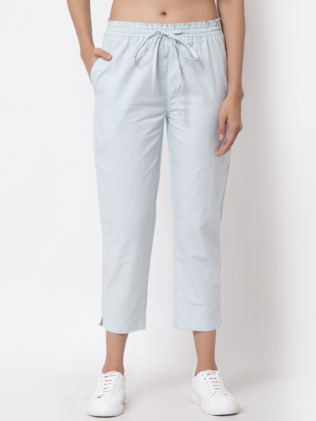

J Style Women Blue Cropped Smart Trousers
