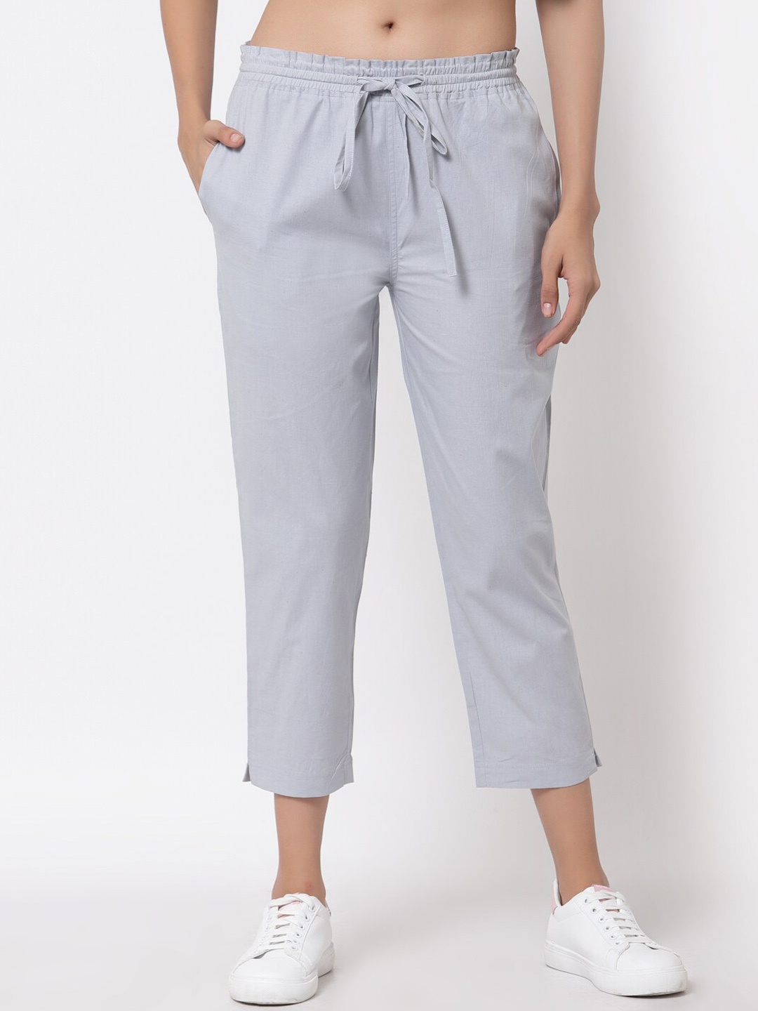 

J Style Women Grey Cropped Smart Trousers